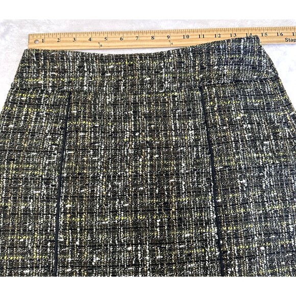 Eccoci Womens Green Black Tweed Double Slits Lined Knee-Length Pencil Skirt Sz 6 - Picture 5 of 10
